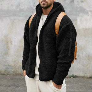 Galuxia Plush Hooded Jacket Men's Autumn And Winter Fleece Double-sided Wear Warm Coat With Zipper Loose Casual Jacket Outdoor Clothing
