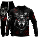 Galuxia 3D Wolf Print Tracksuit Men Sportswear Hooded Sweatsuit Two Piece Outdoors Running Fitness Mens Clothing Jogging Set