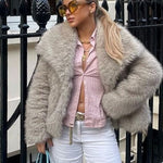 Galuxia Winter Plush Coat – Fashion Thicken Lapel Outerwear for Women