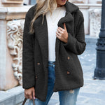 Galuxia Loose Lapel Fluffy Coat Winter Button Jacket Cardigan Outwear For Women Clothing