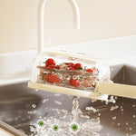 Galuxia Fruit Drain Basket With Lid Vegetable Washing Bowl Foldable Handle Cleaning Colander Plastic Refrigerator Crisper Kitchen Box Kitchen Gadgets