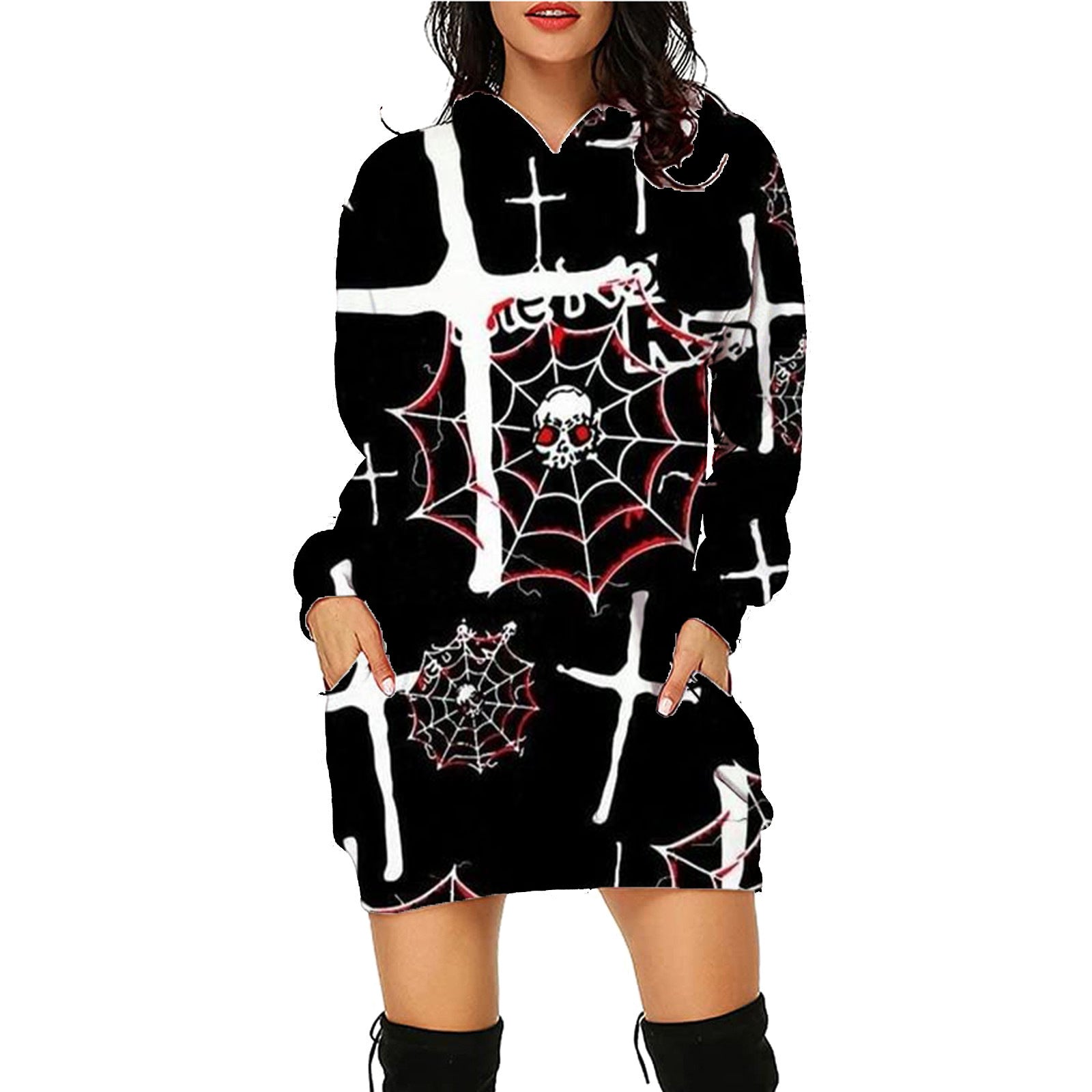 Galuxia Halloween Print Long Hoodie – Women’s Sweater with Pockets