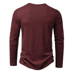 Galuxia Men's Long-sleeved T-shirt Fashion Casual Solid Color Pullover Button Top Autumn And Spring Clothing