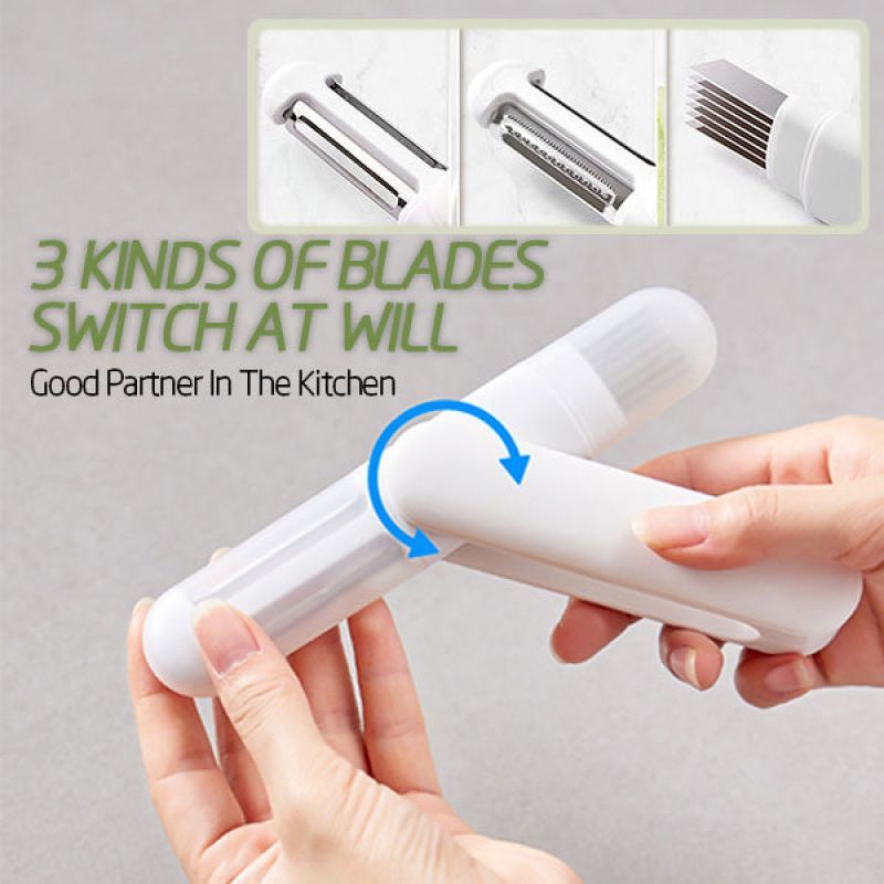 Galuxia 3 In 1 Multifunctional Rotary Paring Knife 360 Rotating Stainless Steel Peeler And Grater Kitchen Gadgets Multifunctional Paring Knife Stainless Steel Paring Knife For Peeling Shredding