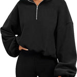 Galuxia Loose Sport Pullover Hoodie – Women’s Winter Zipper Stand Collar Sweatshirt
