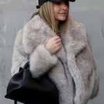 Galuxia Winter Plush Coat – Fashion Thicken Lapel Outerwear for Women