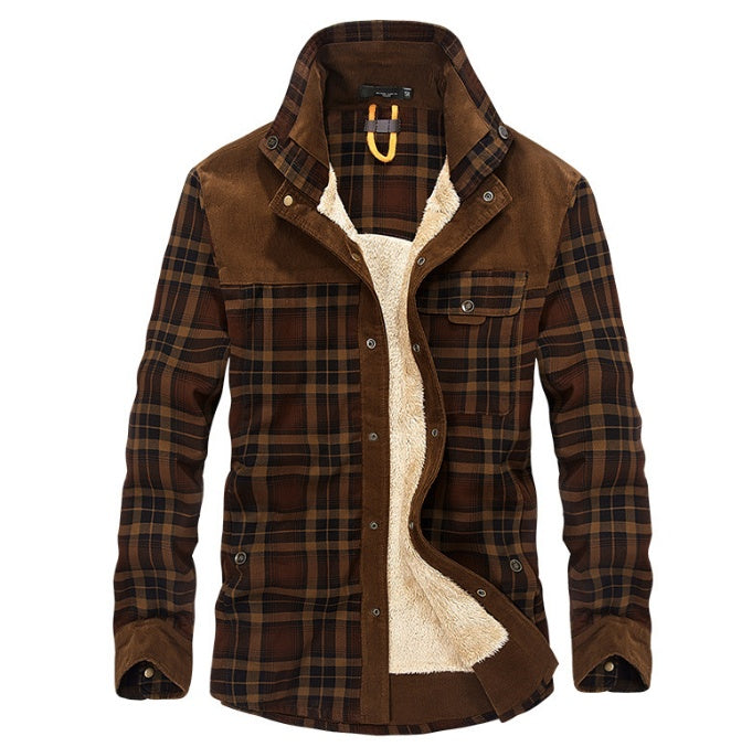 Galuxia Winter Jacket Men Thicken Warm Fleece Jackets Coats Pure Cotton Plaid Jacket Military Clothes