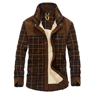 Galuxia Winter Jacket Men Thicken Warm Fleece Jackets Coats Pure Cotton Plaid Jacket Military Clothes