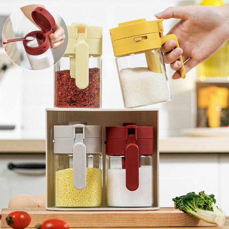 Galuxia Small Seasoning Jars With Lids And Spoons Measuring Spoon Separation Seasoning Box Kitchen Household Tiny Seasoning Containers Kitchen Gadgets