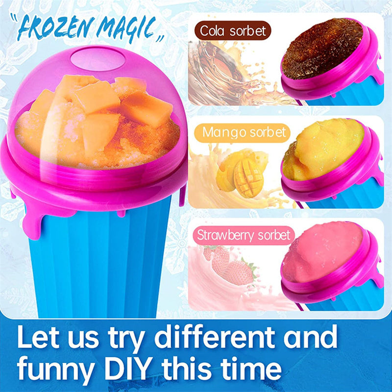 Galuxia 500ml Large Capacity Slushy Cup Summer Squeeze Homemade Juice Water Bottle Quick-Frozen Smoothie Sand Cup Pinch Fast Cooling Magic Ice Cream Slushy Maker Beker Kitchen Gadgets
