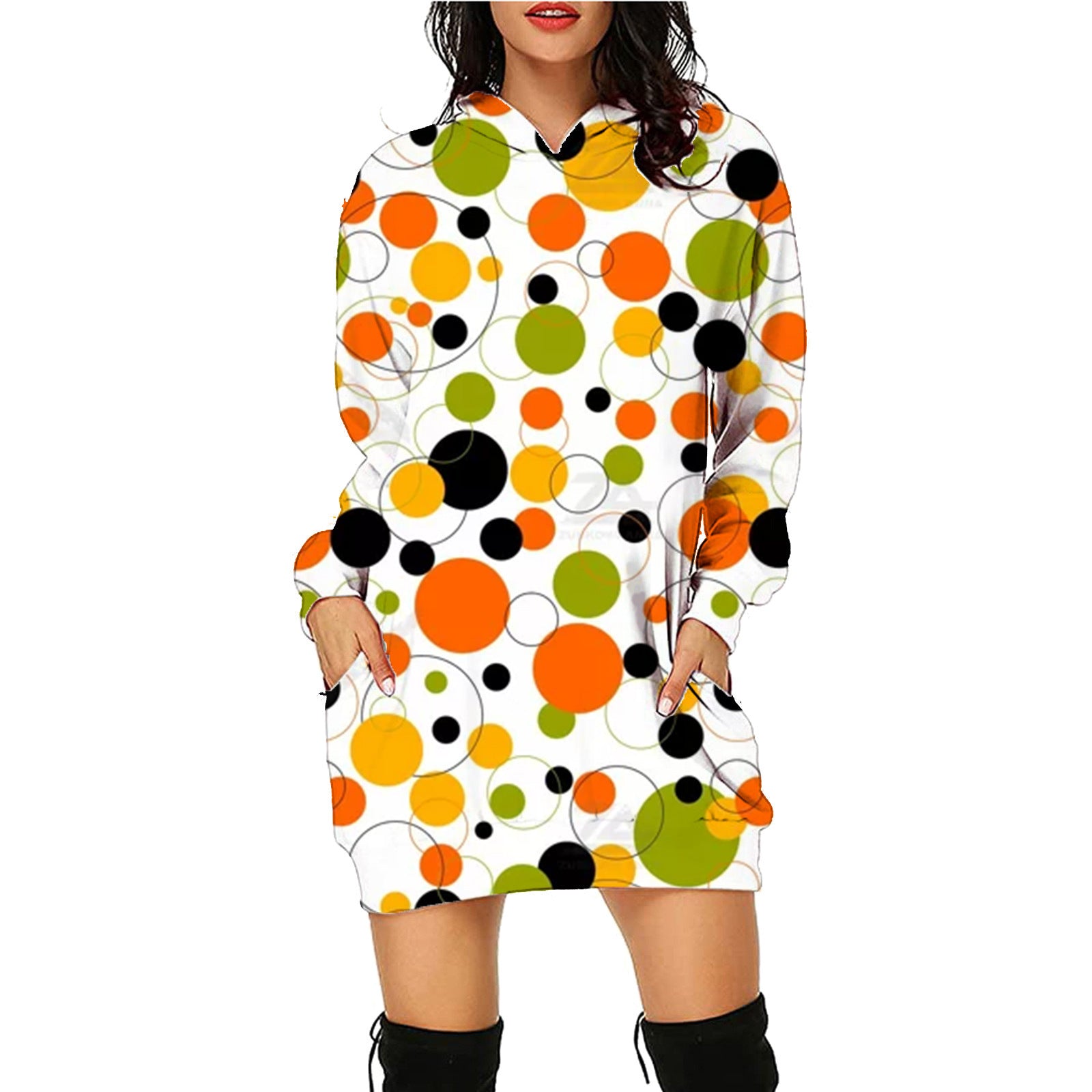 Galuxia Halloween Print Long Hoodie – Women’s Sweater with Pockets