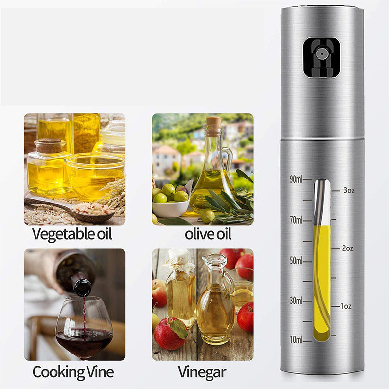 Galuxia Fuel Spray Can Household Kitchen Supplies Artifact Stainless Steel Oil Injection Bottle Spice Bottle Spray Press Type Barbecue Oil Bottle Kitchen Gadgets