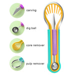 Galuxia 3-in-1 Fruit Digger Fruit Carving Knife Set Cutter Fruit Platter Separator Kitchen Gadgets Watermelon Ice Cream Baller Scoop