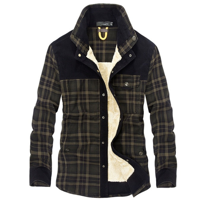 Galuxia Winter Jacket Men Thicken Warm Fleece Jackets Coats Pure Cotton Plaid Jacket Military Clothes