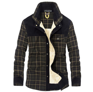 Galuxia Winter Jacket Men Thicken Warm Fleece Jackets Coats Pure Cotton Plaid Jacket Military Clothes