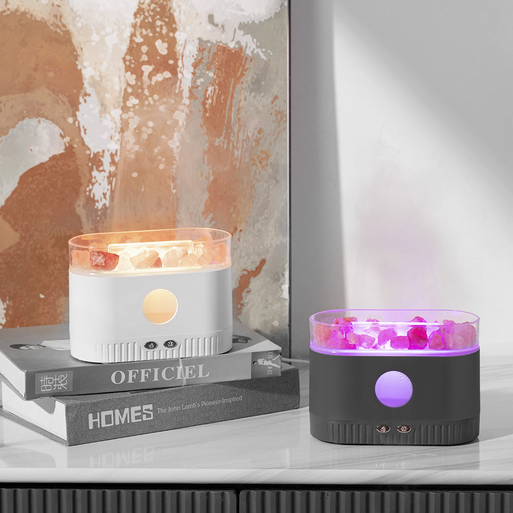 Galuxia Drop Shipping Factory Direct Humidifier Flame Salt Stone Aromatherapy Machine Essential Oil Colorful RGB Light Flame Aroma Diffuser