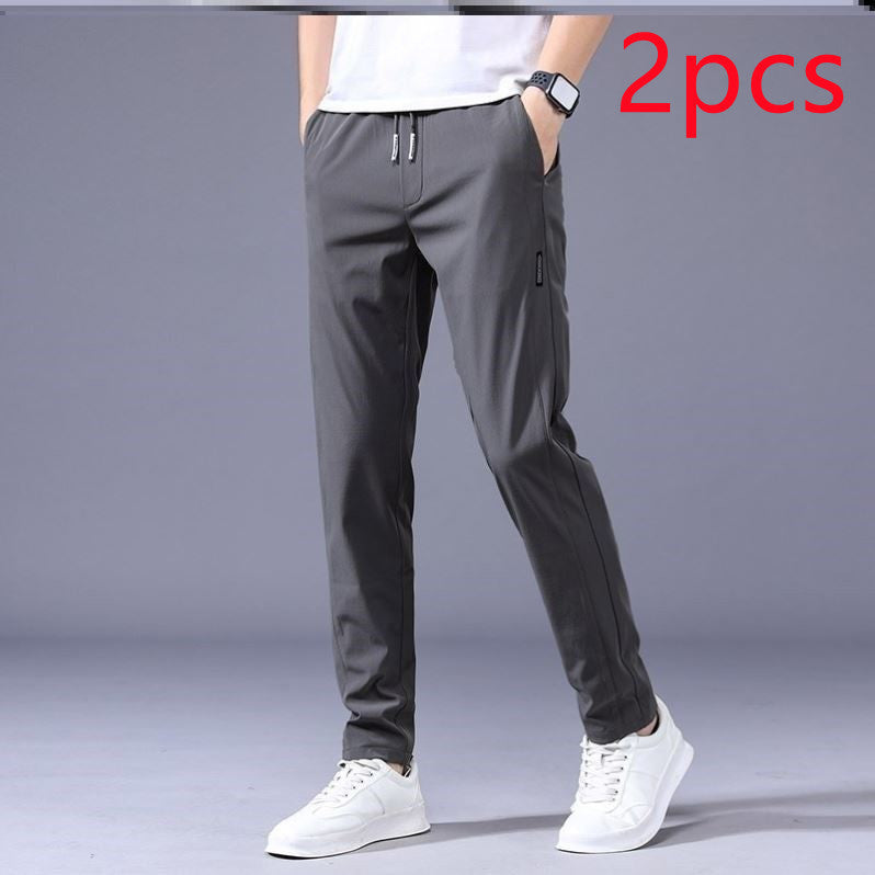 Galuxia Drawstring Trousers Thin Casual Pants Korean Version Loose Straight Sweatpants Mens Clothing