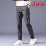 Galuxia Drawstring Trousers Thin Casual Pants Korean Version Loose Straight Sweatpants Mens Clothing