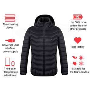 Galuxia New Heated Jacket Coat USB Electric Jacket Cotton Coat Heater Thermal Clothing Heating Vest Men's Clothes Winter