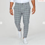 Galuxia Plaid Print Pants Men's Casual Trousers Loose And Thin