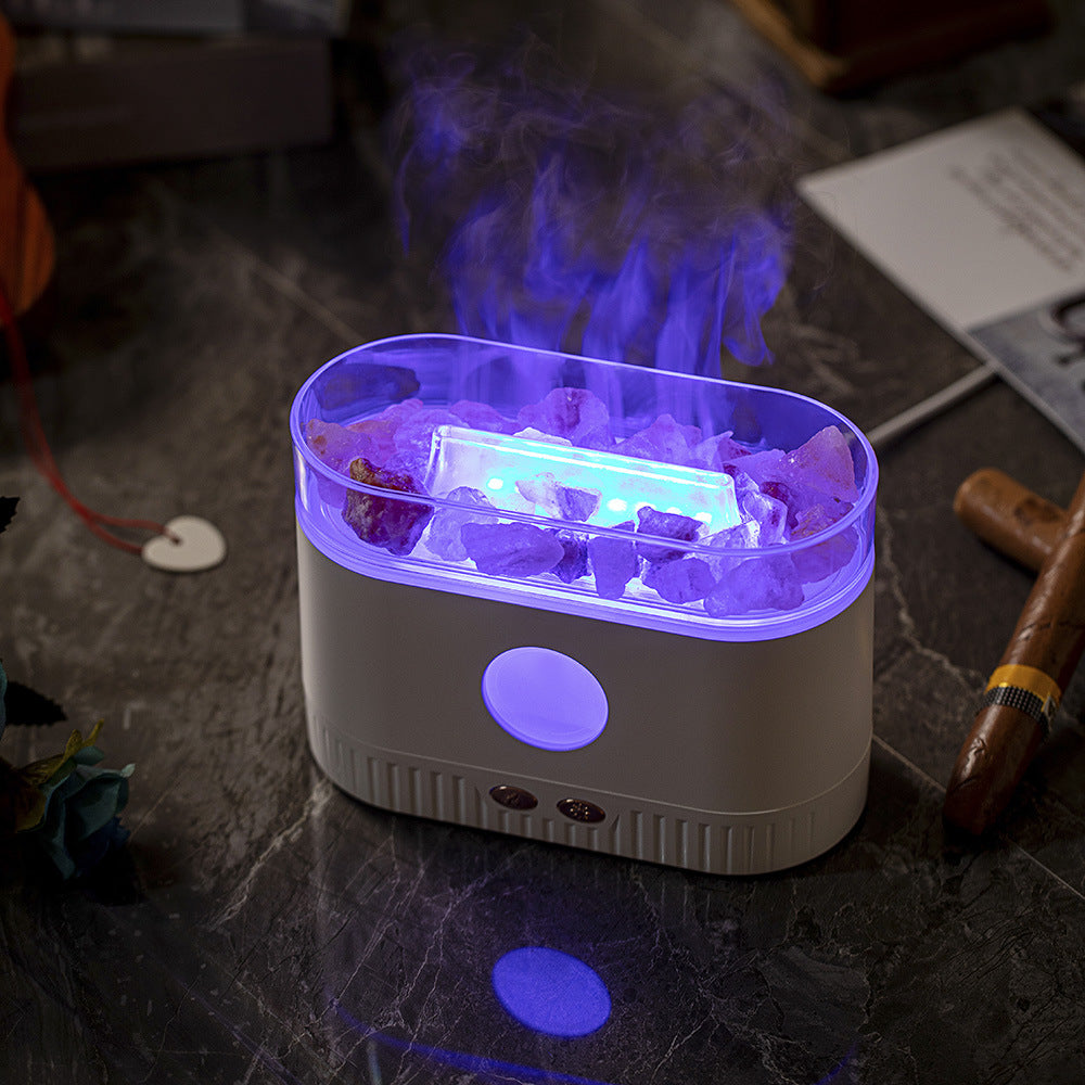 Galuxia Drop Shipping Factory Direct Humidifier Flame Salt Stone Aromatherapy Machine Essential Oil Colorful RGB Light Flame Aroma Diffuser
