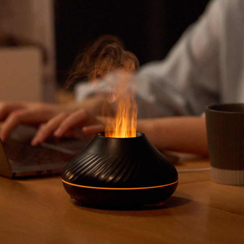 Galuxia Newest RGB Flame Aroma Diffuser 130Ml 3d Colorful Flame Humidifier Fire Volcano Diffuser Flame