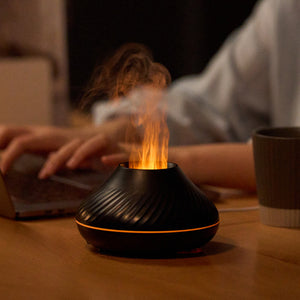 Galuxia Newest RGB Flame Aroma Diffuser 130Ml 3d Colorful Flame Humidifier Fire Volcano Diffuser Flame