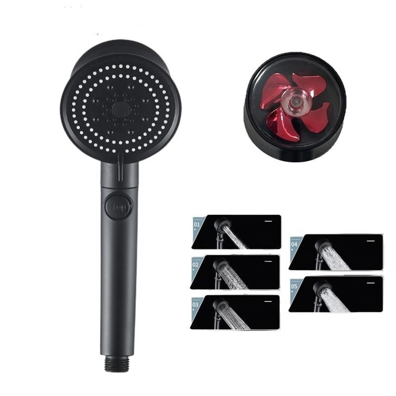 Galuxia Five-color Wind Turbine Shower Head 56 Speed Water Silicone Shower Head