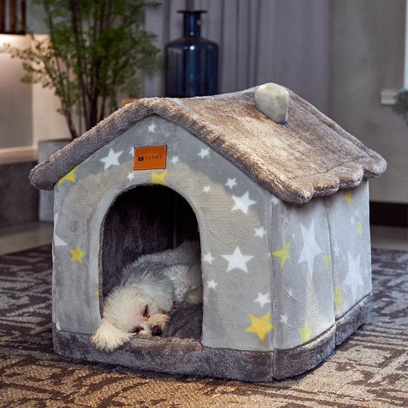 Galuxia Foldable Dog House Pet Cat Bed Winter Dog Villa Sleep Kennel Removable Nest Warm Enclosed Cave Sofa Pets Supplies