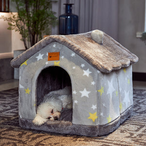 Galuxia Foldable Dog House Pet Cat Bed Winter Dog Villa Sleep Kennel Removable Nest Warm Enclosed Cave Sofa Pets Supplies