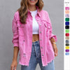 Galuxia Women’s Ripped Shirt Jacket – Casual Spring & Autumn Top