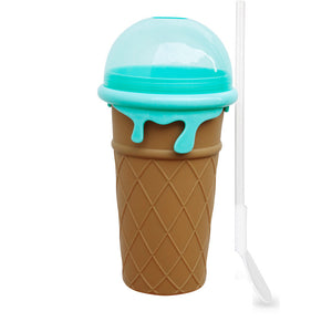 Galuxia 500ml Large Capacity Slushy Cup Summer Squeeze Homemade Juice Water Bottle Quick-Frozen Smoothie Sand Cup Pinch Fast Cooling Magic Ice Cream Slushy Maker Beker Kitchen Gadgets