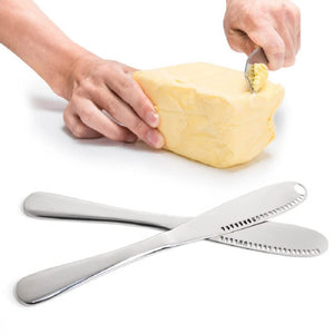 Galuxia Stainless Steel Butter Spreader Knife With Handle, 3 In 1 Curler Slicer Knife, Butter Knife Spreader And Curler With Holes And Serrated Edge Cheese Knife  Kitchen Gadgets