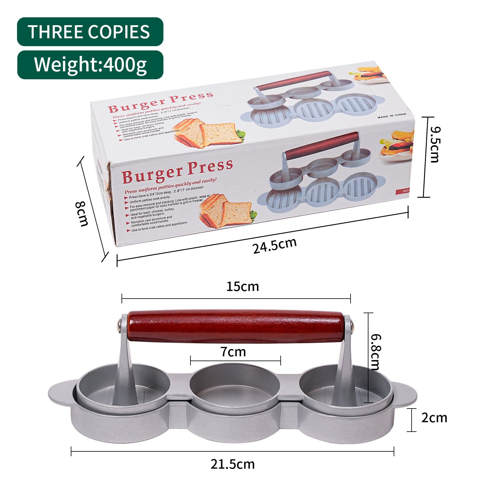 Galuxia Mini Burger Press Slider Patty Wood Handle Hamburger Press Burger Press Maker Grill BBQ Party Maker Meat Press Kitchen Gadgets