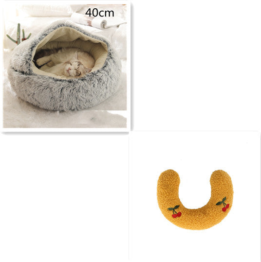 Galuxia 2 In 1 Dog And Cat Bed Pet Winter Bed Round Plush Warm Bed House Soft Long Plush Pets Bed Pet Products