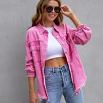 Galuxia Women’s Ripped Shirt Jacket – Casual Spring & Autumn Top