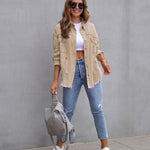 Galuxia Women’s Ripped Shirt Jacket – Casual Spring & Autumn Top