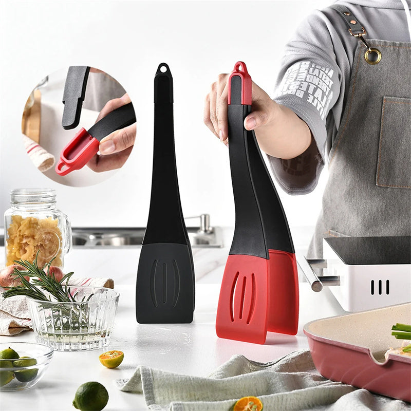 Galuxia 3 In 1 Frying Spatula Clip Silicone Food Clip Frying Steak Pancakes Shovel Slotted Turners Kitchen Tools Cooking Utensils Kitchen Gadgets