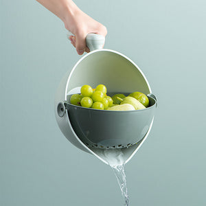 Galuxia Double Layer Fruit And Vegetable Rotating Draining Basket Kitchen Gadgets