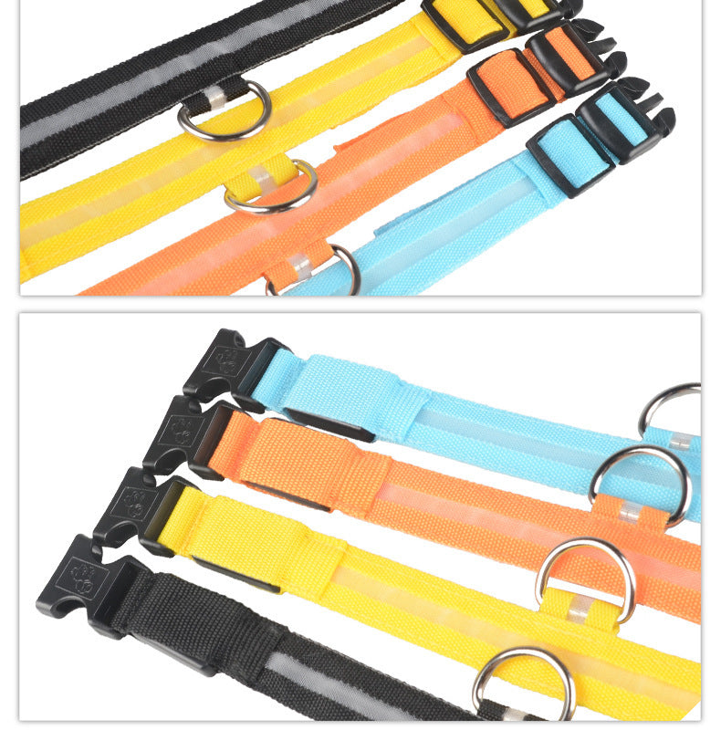 Galuxia Nylon LED Pet Dog Luminous Collar Night Safety Flashing Glow in Dark Dog Cat Leash Adjustable Pet Supplies