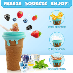 Galuxia 500ml Large Capacity Slushy Cup Summer Squeeze Homemade Juice Water Bottle Quick-Frozen Smoothie Sand Cup Pinch Fast Cooling Magic Ice Cream Slushy Maker Beker Kitchen Gadgets