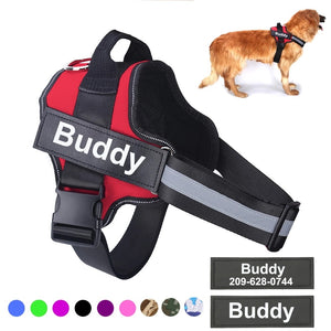 Galuxia Personalized Dog Harness NO PULL Reflective Breathable Adjustable Pet Harness Vest For Small Large Dog Custom Patch Pet Supplies
