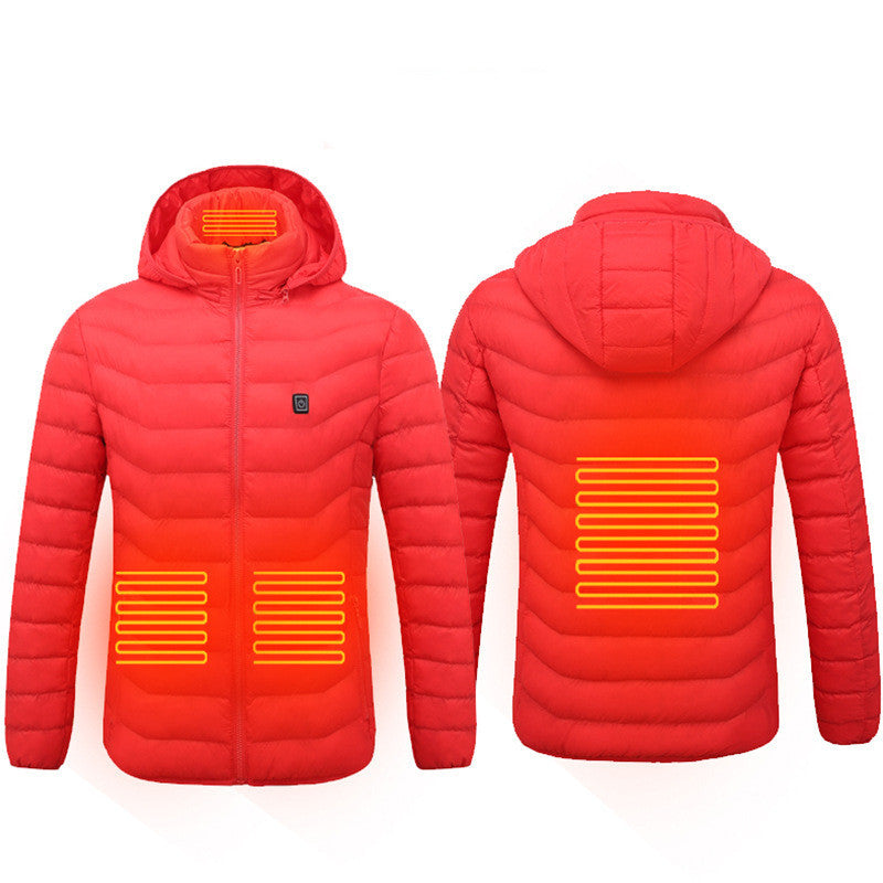 Galuxia Men Heated Puffer Jacket Electric Heating Coat Insulated Hood Windbreaker 9Heat Zones