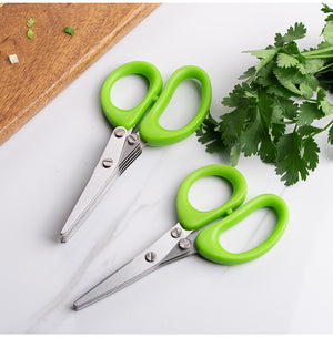 Galuxia Multifunctional Multi-layer Green Onion Scissors Stainless Steel Onion Cutting Knife Herb Seaweed Spice Scissors Kitchen Scissor Kitchen Gadgets