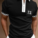 Galuxia Men's POLO Shirt Striped Printed Short Sleeve T-Shirt Lapel Shirt