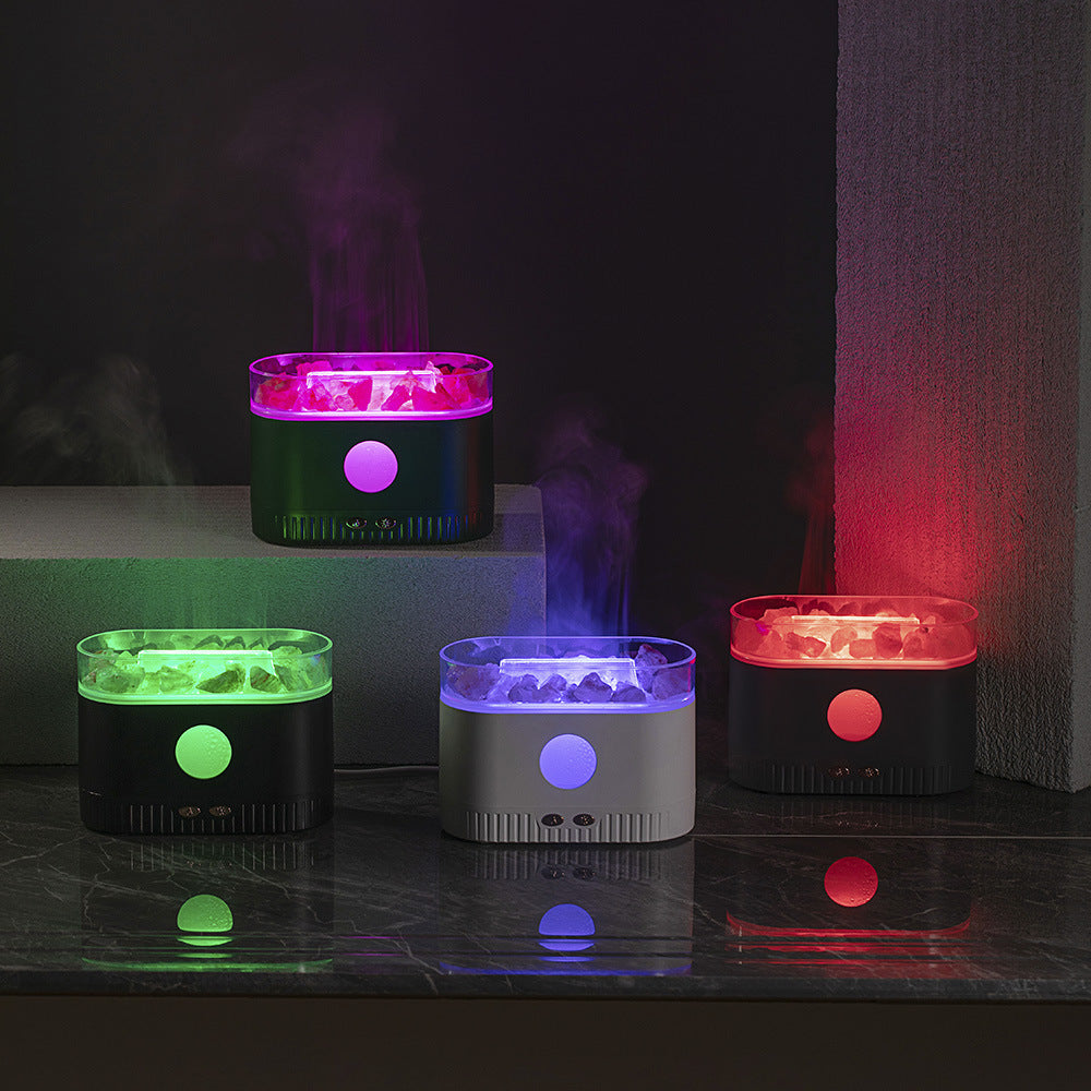 Galuxia Drop Shipping Factory Direct Humidifier Flame Salt Stone Aromatherapy Machine Essential Oil Colorful RGB Light Flame Aroma Diffuser