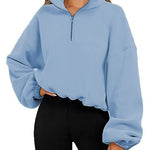 Galuxia Loose Sport Pullover Hoodie – Women’s Winter Zipper Stand Collar Sweatshirt