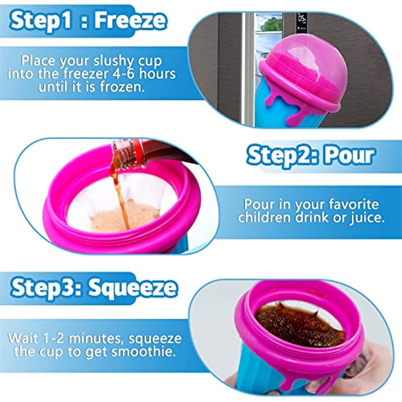Galuxia 500ml Large Capacity Slushy Cup Summer Squeeze Homemade Juice Water Bottle Quick-Frozen Smoothie Sand Cup Pinch Fast Cooling Magic Ice Cream Slushy Maker Beker Kitchen Gadgets