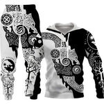 Galuxia 3D Wolf Print Tracksuit Men Sportswear Hooded Sweatsuit Two Piece Outdoors Running Fitness Mens Clothing Jogging Set
