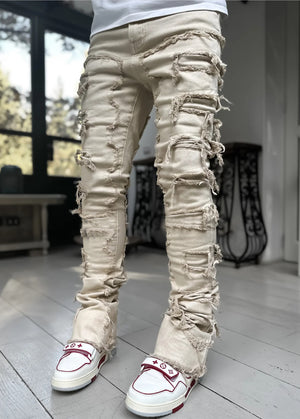 Galuxia Men Trousers Individual Patched Pants Long Tight Fit Stacked Jeans For Mens Clothing
